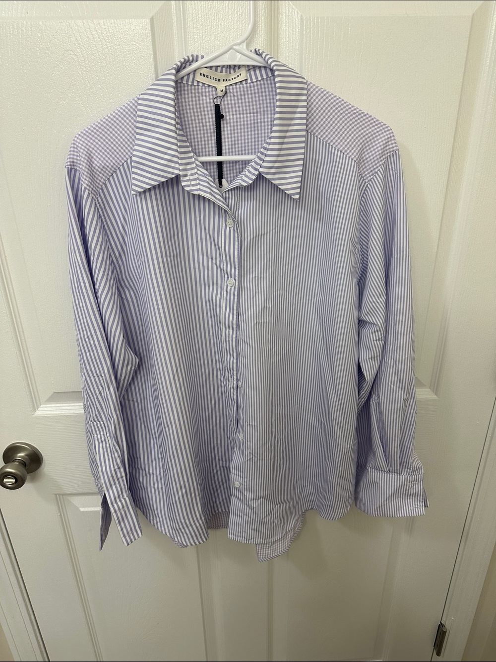 English Factory Men's Lavender and White Striped Dress Shirt
